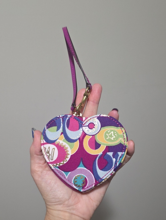 Coach Handbags - Coach Poppy Graffiti Sateen Heart Coin Purse, Wristlet, Key Ring, Bag Charm Y2K